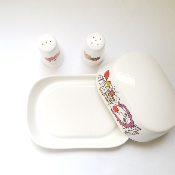 BergHOFF Eclipse White Multicolor Salt Pepper Butter Dish - Picture 3 of 7